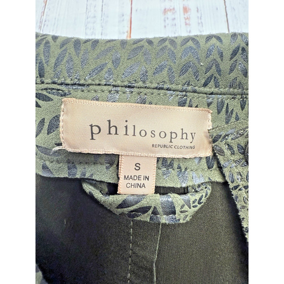Philosophy Faux Leather Moto Jacket Women's Size Small Olive Green Embossed - Picture 3 of 6